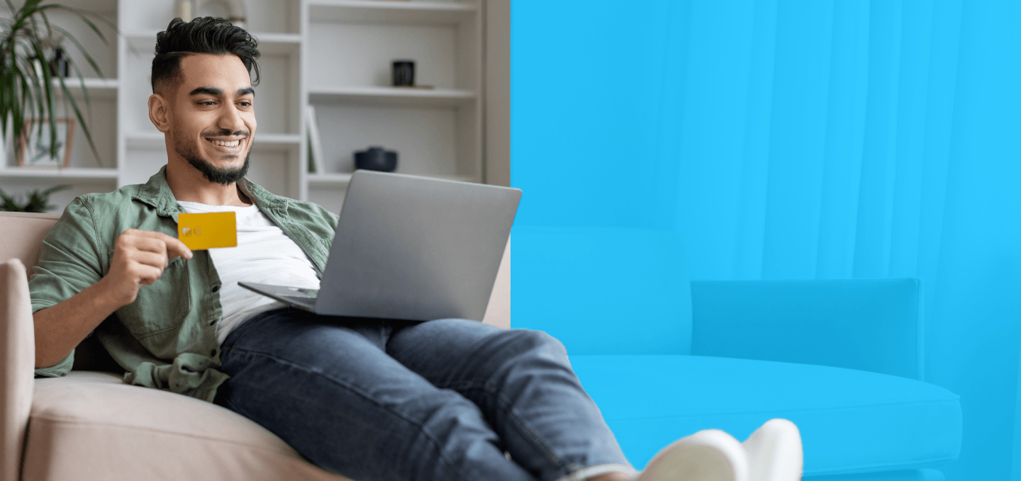 Image of person with a card